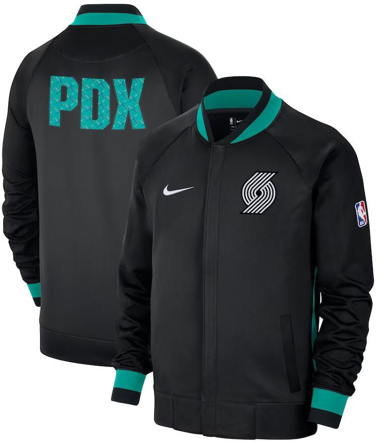 Men Portland Trail Blazers Black Nike City Edition Full Zip Jacket 2023 NBA Jersey